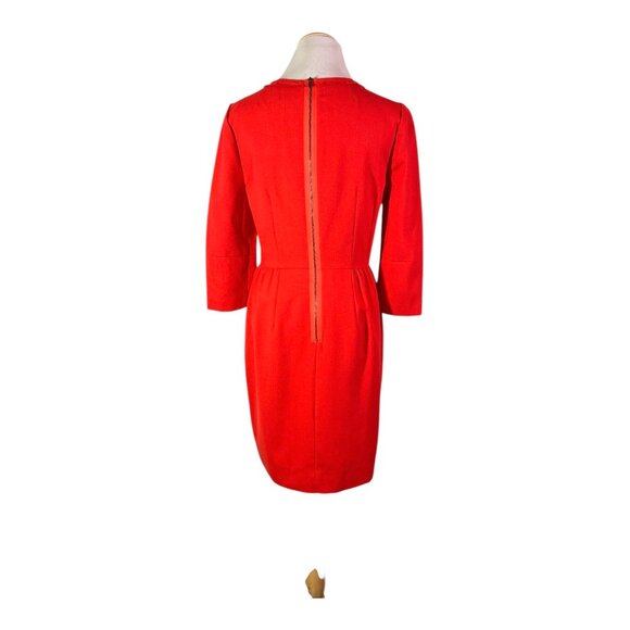 J. Crew Factory Sz 6 Red 3/4 Sleeve Wool Blend Dress Zip Back Lined 95620 - Picture 5 of 11